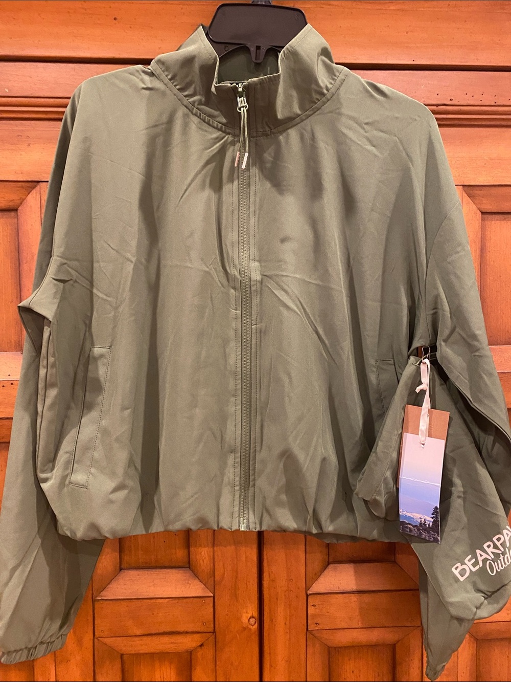 BearPaw Olive Green Women's Bomber Jacket w/ Pack Sack (S)